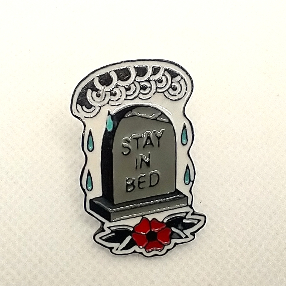 🧁 3/$30 Stay in Bed Gravestone Enamel Pin NEW